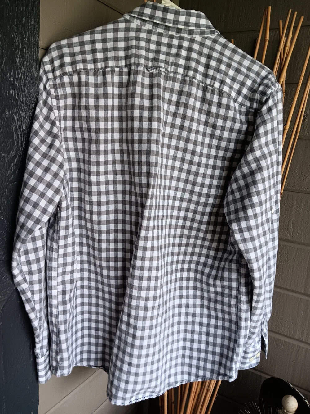 BANANA REPUBLIC Men’s Standard Fit Linen Gingham Check Button Down Shirt M